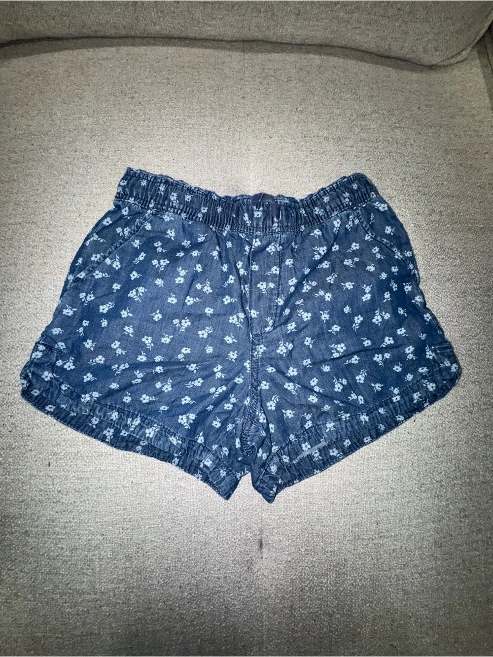 Women's Navy Floral Elastic Waist Shorts